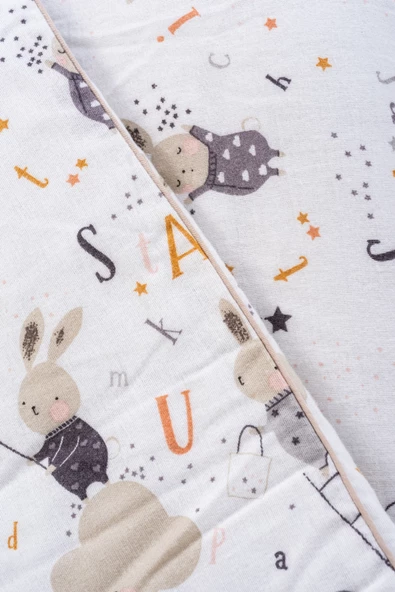 %100 Pamuk, 4 Parça Bebek Nevresim Takımı (Nevresim, Çarşaf, 2 Yastık Kılıfı), 100x150 cm - 3