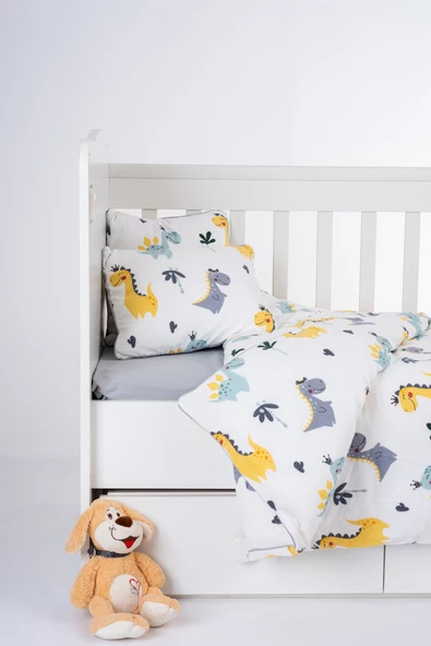 %100 Pamuk, 4 Parça Bebek Nevresim Takımı (Nevresim, Çarşaf, 2 Yastık Kılıfı), 100x150 cm - 2