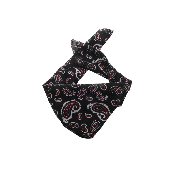 SİYAH RENK ETNİK DESEN TASARIM %100PAMUK BANDANA