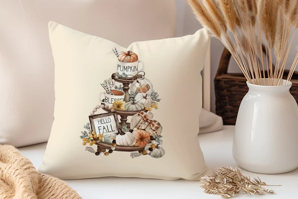 Sonbahar Serisi Balkabakları, Balkabağı, Pumpkin, Halloween Yastık Kılıfı - Kırlent Kılıfı ürün görseli