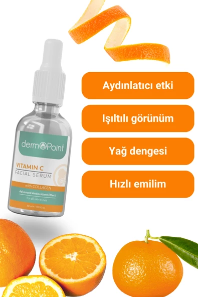 dermoPoint Nemlendirici ve Parlaklık Verici Gelişmiş Antioksidan Efektli Kolajen + C Vitamini Cilt Serumu 30 ml - 3
