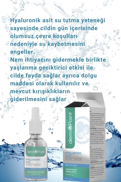 dermoPoint Canlandırıcı Aydınlatıcı Hyalüronik Asit Cilt Serumu 30 ml Nem Bombası Kolajen - 3