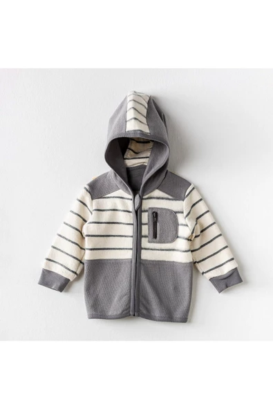 Ac24157 Little Zebra Bebek Ceket Ecru Grey