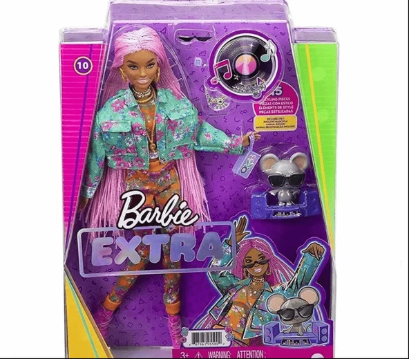 Barbie Extra - Pembe Örgü Saçlı Bebek GXF09