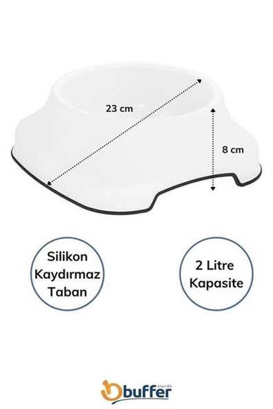 Petinka Kedi ve Köpek 2L Mama ve Su Kabı Plastik Silikon Kaydırmaz Taban - 7