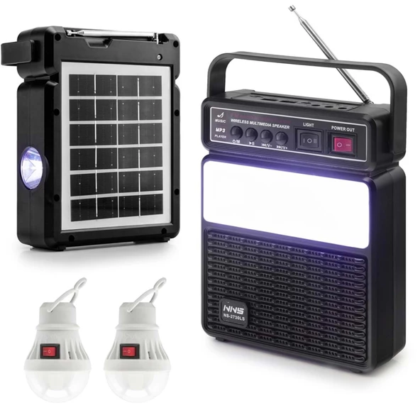 SOLAR KAMP LAMBASI ACİL DURUM IŞIĞI ŞARJLI BT/USB/SD/FM NNS NS-2730LS