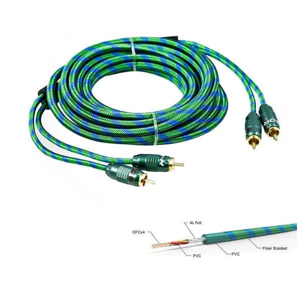 ANFİ KABLOSU 2RCA 2RCA 5MT BAKIR FOR-X X-1122G