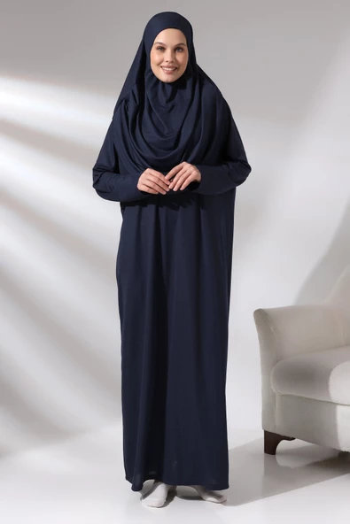 Tek Parça Namaz Elbisesi - Lacivert - 5015 - 3