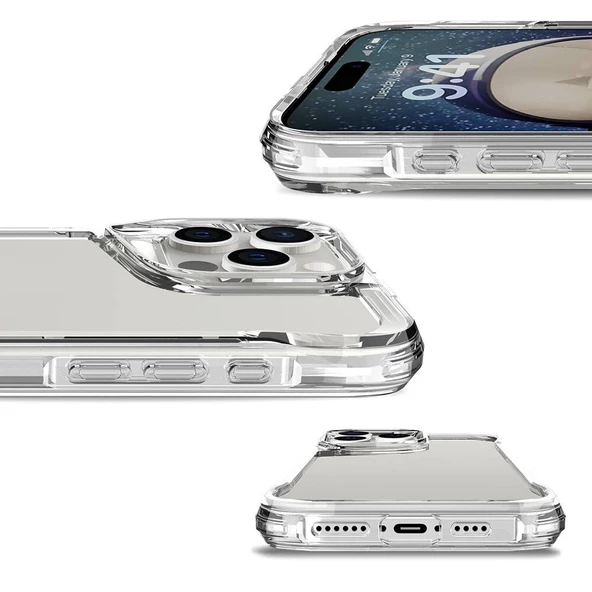 Gpack Apple iPhone 16 Pro Max Kılıf Tmax Lüx Transparan  Sert Silikon - 4