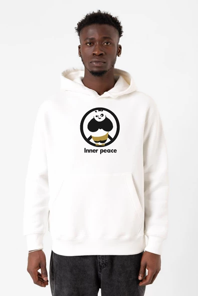 Kung Fu Panda Inner Peace Beyaz Erkek 3ip Kapşonlu Sweatshirt