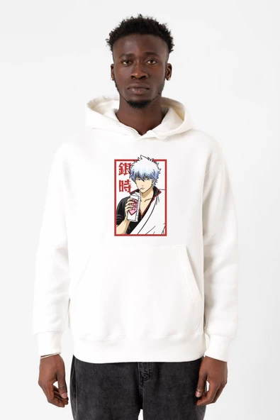 Gintama Anime Gintoki Fruit Juice Beyaz Erkek 3ip Kapşonlu Sweatshirt2