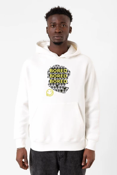 Sherlock Bored Beyaz Erkek 3ip Kapşonlu Sweatshirt