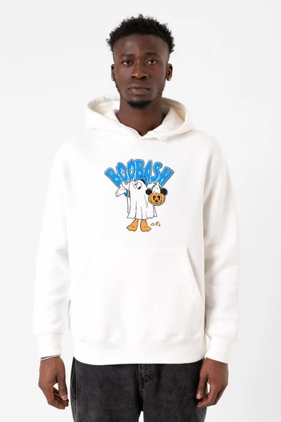 Donal Boobash Halloween Beyaz Erkek 3ip Kapşonlu Sweatshirt