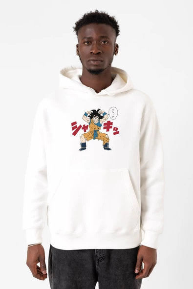 Dragon Ball Z Anime Angry Goku Beyaz Erkek 3ip Kapşonlu Sweatshirt