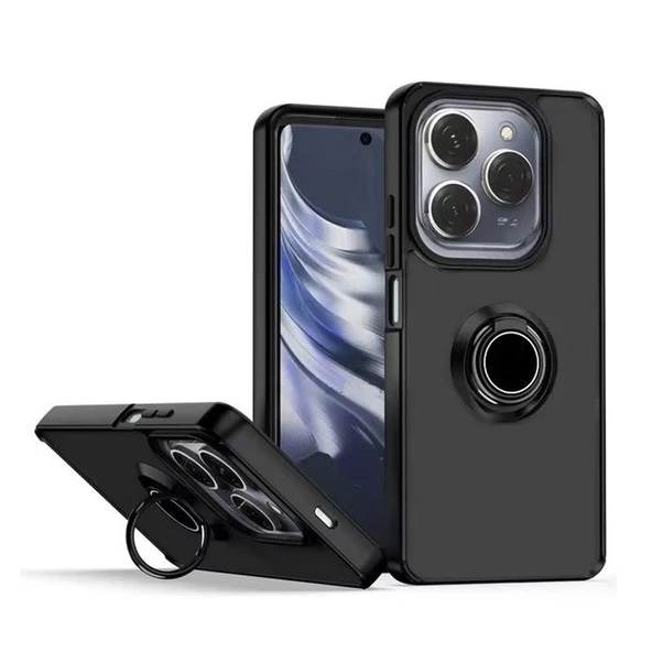 Gpack Tecno Spark 20 Pro Kılıf Montreal Yüzüklü Mıknatıslı Silikon