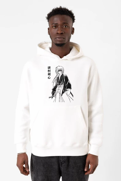 Rurouni Kenshin Poster Japan Beyaz Erkek 3ip Kapşonlu Sweatshirt