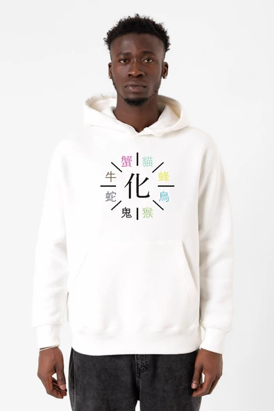 Monogatari Anime Apparitions Beyaz Erkek 3ip Kapşonlu Sweatshirt