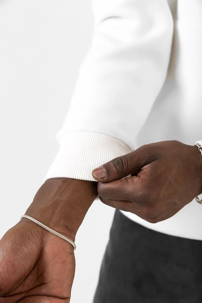 Kırım Tatar Tamga Beyaz Erkek 3ip Kapşonlu Sweatshirt - Resim 7