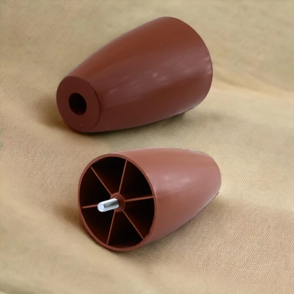 Oval 4 Adet Aparatlı Plastik Ayak 12 cm Kahverengi Mobilya Sehpa Kanepe Koltuk Ayağı Baza Ayakları - 3