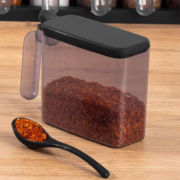 Porsima 1183 6 Lı Simple Standlı Etiketli Kendinden Yapışkanlı Kapaklı Kaşıklı Baharatlık Takımı -baharatlık - Resim 4