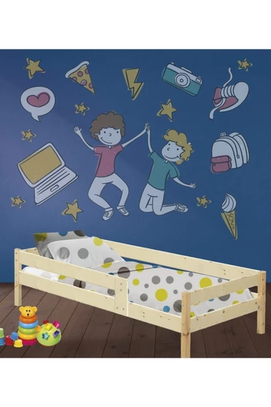 Brady Mobilya Heka Ahşap Montessori 70 X 130 Ahşap Tek Kişilik Karyola Yatak Sız Korumalı Korkuluklu - 3