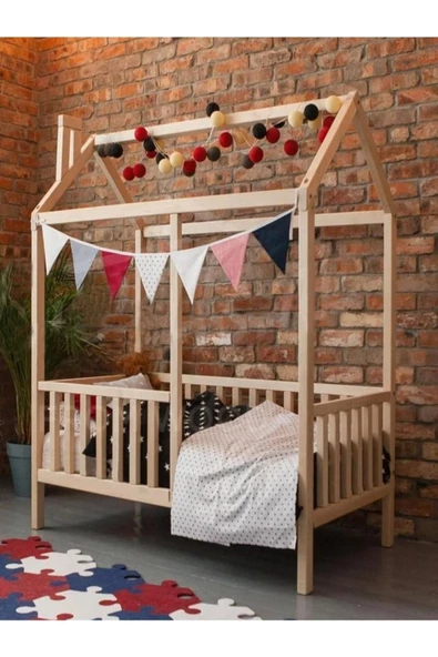 KÖŞK MOBİLYA Çatılı Montessori Yatak 80x140 Yatak Uyumlu