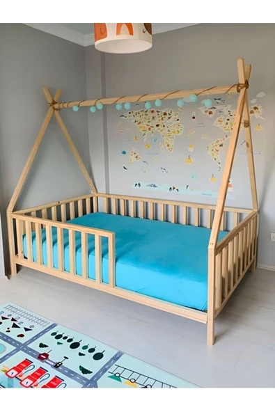 KÖŞK MOBİLYA Rüya Model Montessori Yatak Ahşap Yatak 90x190 Uyumlu Montessori Yatak