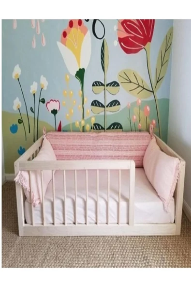 KÖŞK MOBİLYA Zehra Montessori Doğal Ahşap Çocuk Yatak 60x120 Yatak Uyumlu