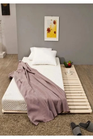 KÖŞK MOBİLYA Yer Yatağı Ahşap Yerden Model Organik Unisex Modern Yatak 70x110 Yatak Uyumlu - 2