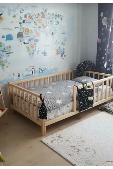 KÖŞK MOBİLYA Elite Montessori Doğal Bebek Ve Çocuk Karyolası 120X200 Yatak Uyumlu