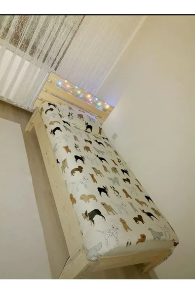 KÖŞK MOBİLYA Elegant Doğal Masif Çam Ahşap Karyola Tek Kişilik 60x120 Yatak Uyumlu