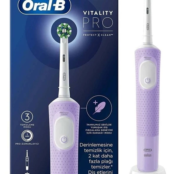 Oral-B D103 Vitality Pro Protect X Clean Şarjlı Lila Diş Fırçası