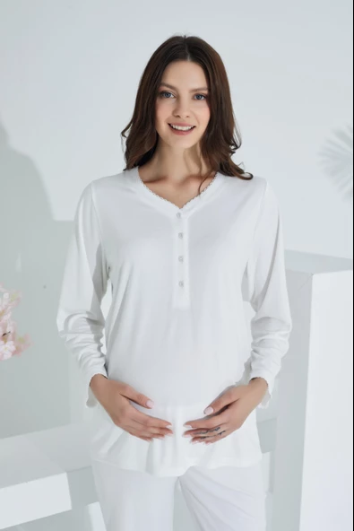 Bambu Uzun Kol Hamile Lohusa Pijama Takım 30231-30235 - Resim 9