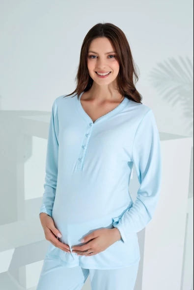 Bambu Uzun Kol Hamile Lohusa Pijama Takım 30231-30235 - Resim 5