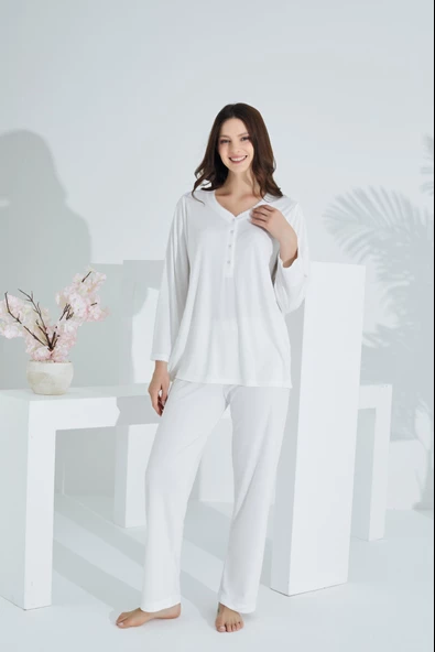 Bambu Uzun Kol Hamile Lohusa Pijama Takım 30231-30235 - Resim 10