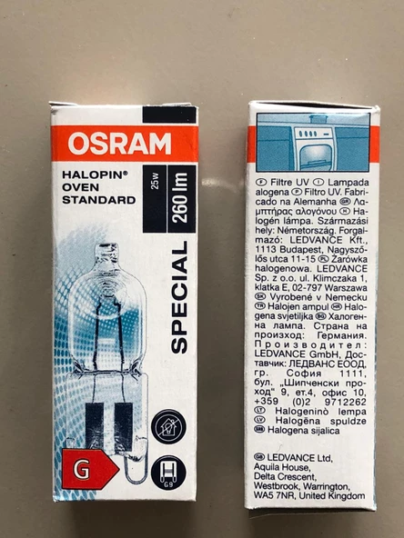 5 ADET OSRAM G9 25W 260 LÜMEN FIRIN LAMBASI