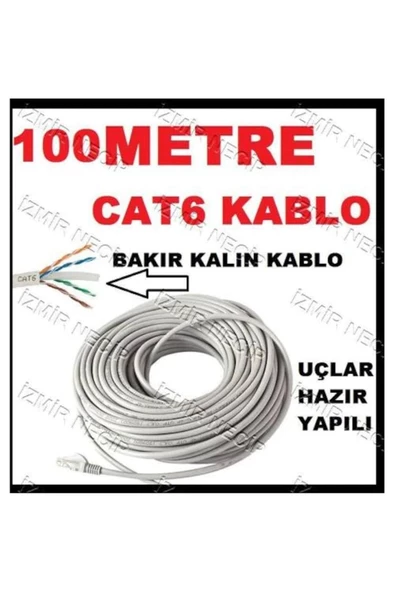 100mt 100 Metre +tv Plus Fiber Adsl Modem Bilgisayar Arası Ethernet Internet Kablosu Ağ Network ürün görseli 1