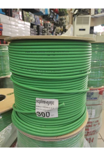 15 Metre Yeşil Uydu Anten Kablosu Rg6 U4 64 Telli 1. Kalite Uçları Takılı 4k Hd ürün görseli 1