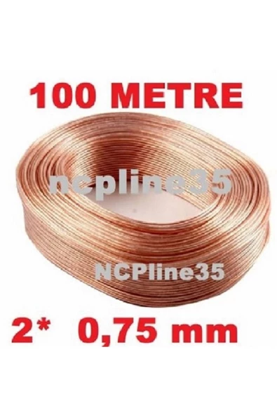 100 Metre Hoparlör Ve Ses Kablosu 2x0.75 Şeffaf ürün görseli 1