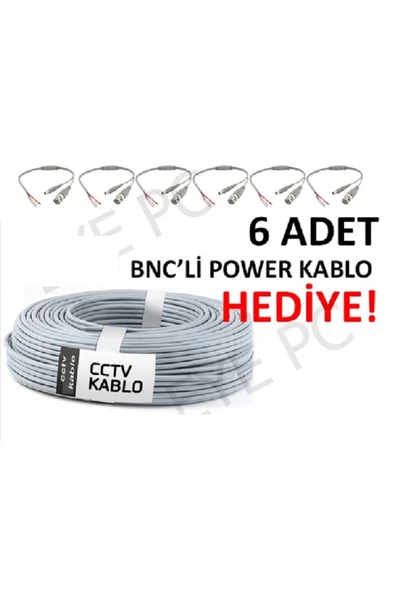 Bnc Power+100 Metre Cc Tv 2+1 Kablo 3Ü Bir Arada Set CCTV KAMERA KABLOSU