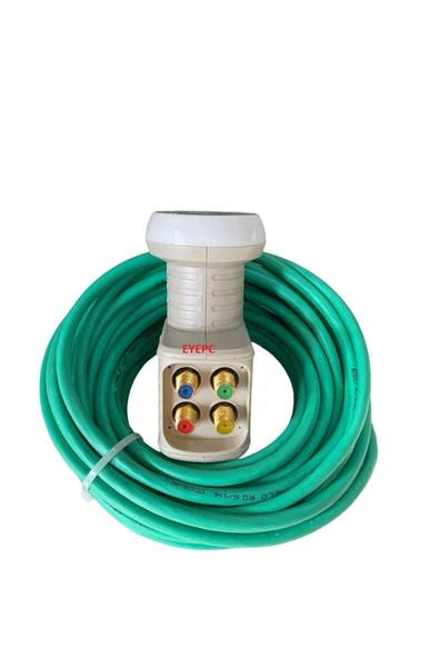 50 Metre Dış Ortam Yeşil Uydu Anten Kablosu+ 4 Lü Lnb Elenbi Set ürün görseli 1