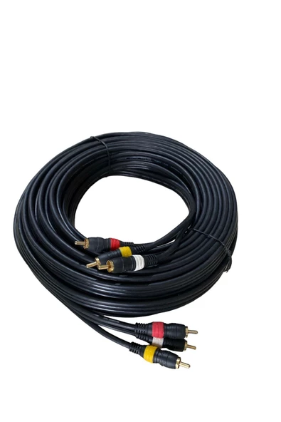 3 RCA - 3 RCA Kablo 20 Metre Görüntü Ve Ses Kablosu Gold 20 Metre - 3