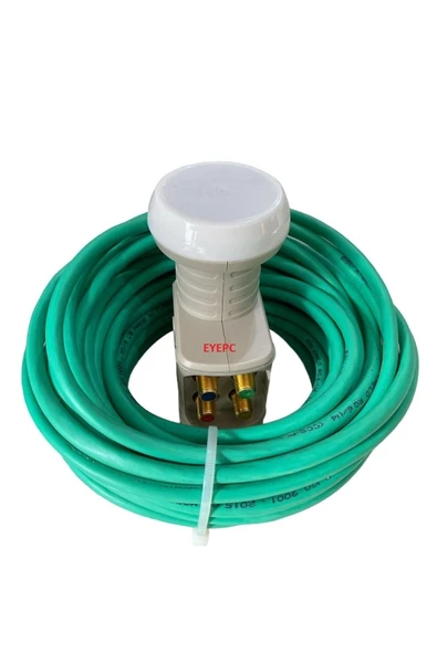 50 Metre Dış Ortam Yeşil Uydu Anten Kablosu+ 4 Lü Lnb Elenbi Set - Resim 2