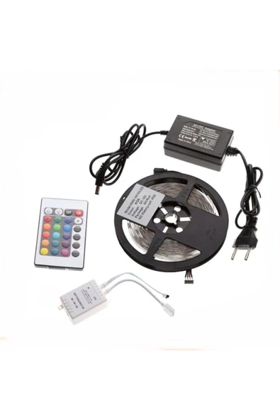 5 Metre Rgb Şerit Led Rgb Iç Dış Mekan Kumandalı Set Ampul - 4