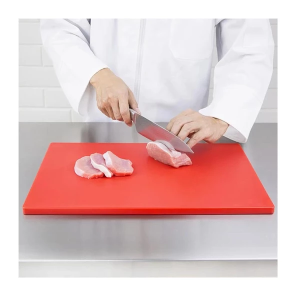 Türkay 40x25x2 cm Polietilen Kesme Tahtası Kesim Levhası Kırmızı 4719 - 3