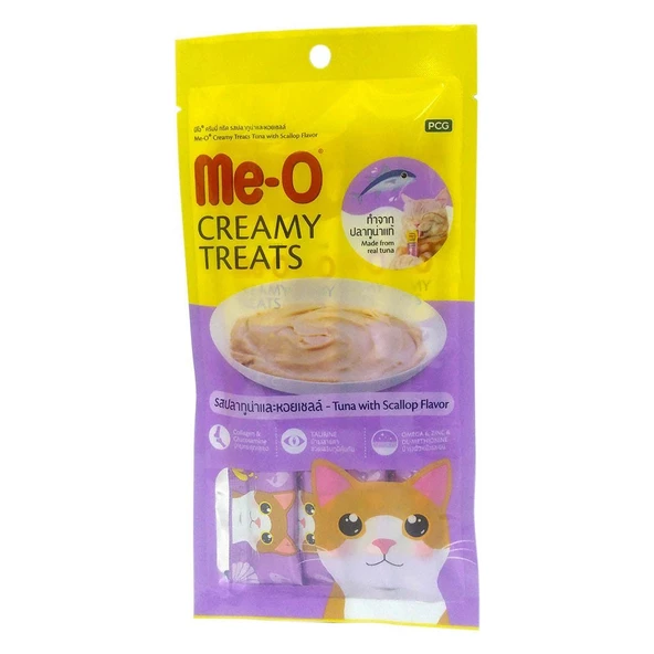 Me-O CreamyTreats Ton Balığı ve Deniz Tarağı Jel Mama 15 gr x 4