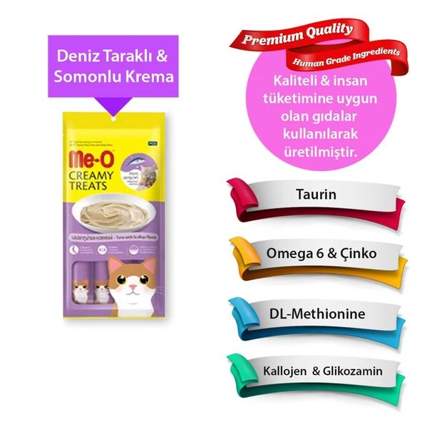 Me-O CreamyTreats Ton Balığı ve Deniz Tarağı Jel Mama 15 gr x 4 - 2