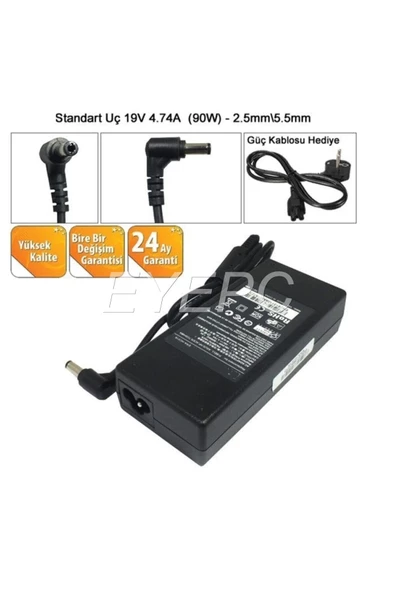 STANDART 5*2.5 mm -Asus Toshıba Casper Laptop Adaptör Şarz Şarj Cihazı Aleti 19 V