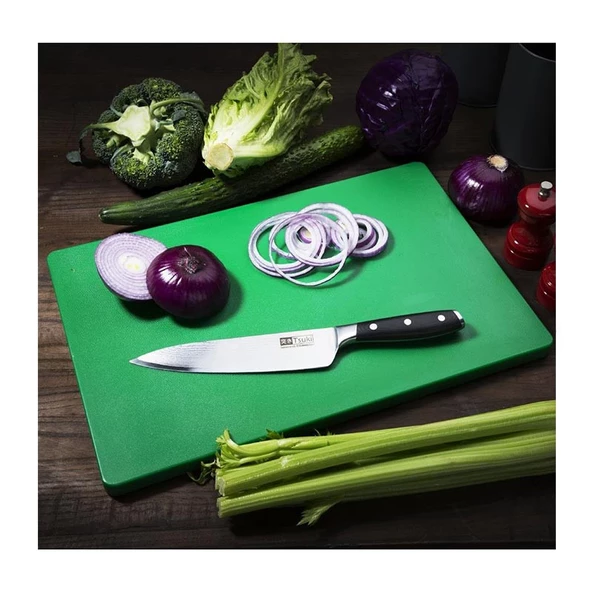 Türkay 40x25x2 cm Polietilen Kesme Tahtası Kesim Levhası Yeşil 4719 - 2