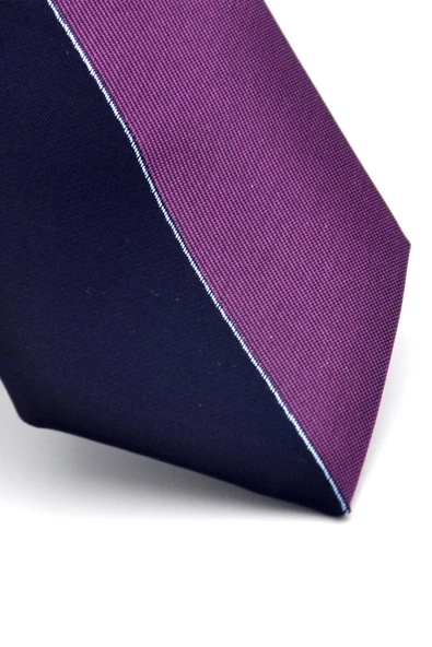 Mürdüm ve Lacivert Pano Desenli Dokuma Kumaş Slim Fit Kravat // KPK008 - Resim 2